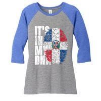 It's In My Dna Dominican Funny Gift Proud Dominican Republic Flag Funny Gift Women's Tri-Blend 3/4-Sleeve Raglan Shirt