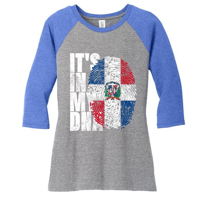 It's In My Dna Dominican Funny Gift Proud Dominican Republic Flag Funny Gift Women's Tri-Blend 3/4-Sleeve Raglan Shirt