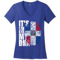 It's In My Dna Dominican Funny Gift Proud Dominican Republic Flag Funny Gift Women's V-Neck T-Shirt