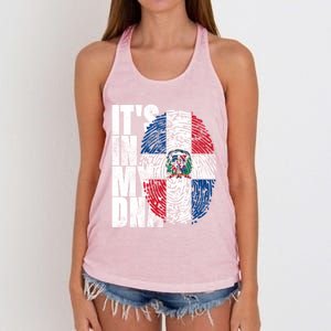 It's In My Dna Dominican Funny Gift Proud Dominican Republic Flag Funny Gift Women's Knotted Racerback Tank