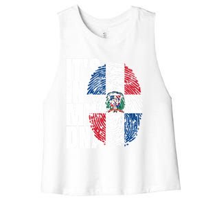 It's In My Dna Dominican Funny Gift Proud Dominican Republic Flag Funny Gift Women's Racerback Cropped Tank