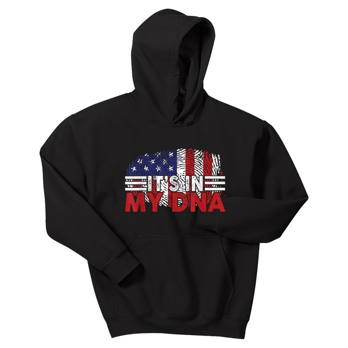 Its In My DNA American Flag Independence Day 4th Of July Kids Hoodie