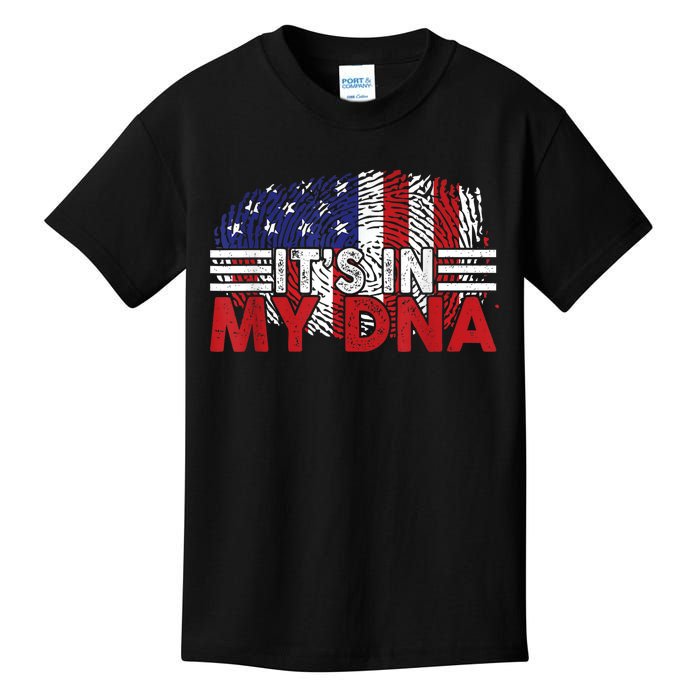 Its In My DNA American Flag Independence Day 4th Of July Kids T-Shirt