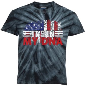 Its In My DNA American Flag Independence Day 4th Of July Kids Tie-Dye T-Shirt