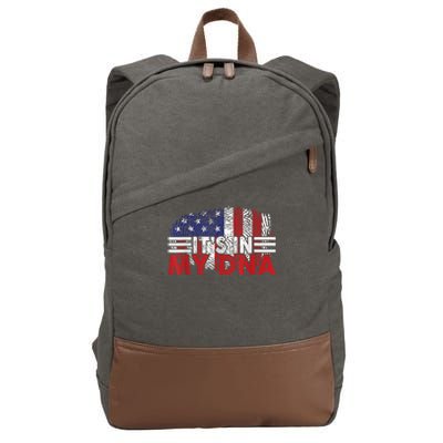 Its In My DNA American Flag Independence Day 4th Of July Cotton Canvas Backpack