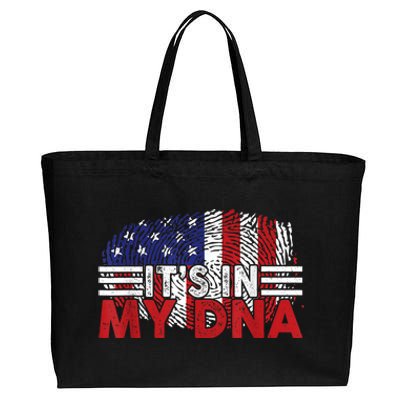 Its In My DNA American Flag Independence Day 4th Of July Cotton Canvas Jumbo Tote