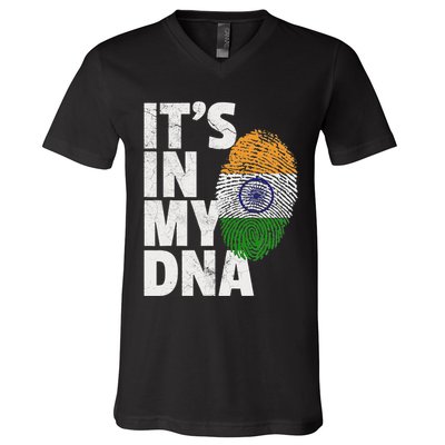 ItS In My Dna India Flag Indian Women Novelty Gift V-Neck T-Shirt