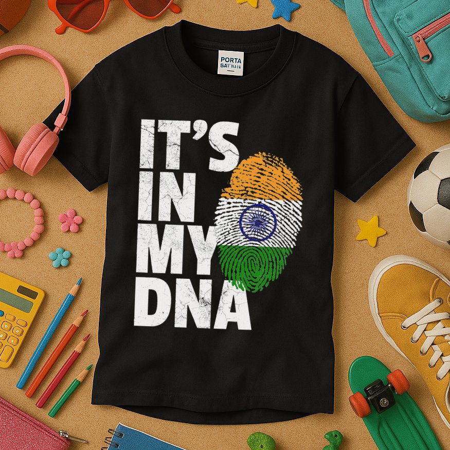 ItS In My Dna India Flag Indian Women Novelty Gift Kids T-Shirt
