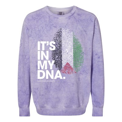 ItS In My Dna Palestine Flag Cool Gift Palestinian Roots Gift Colorblast Crewneck Sweatshirt