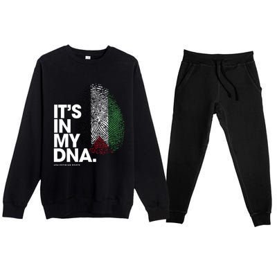 ItS In My Dna Palestine Flag Cool Gift Palestinian Roots Gift Premium Crewneck Sweatsuit Set