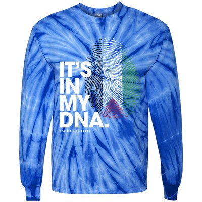 ItS In My Dna Palestine Flag Cool Gift Palestinian Roots Gift Tie-Dye Long Sleeve Shirt