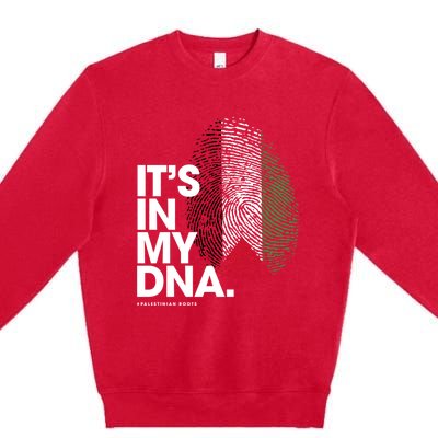 ItS In My Dna Palestine Flag Cool Gift Palestinian Roots Gift Premium Crewneck Sweatshirt