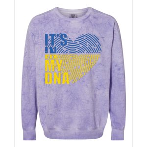 Its In My DNA Urkraine Flag Finger Print Colorblast Crewneck Sweatshirt