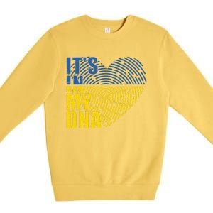 Its In My DNA Urkraine Flag Finger Print Premium Crewneck Sweatshirt