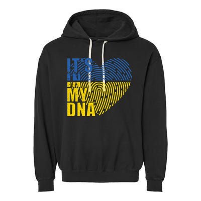 Its In My DNA Urkraine Flag Finger Print Garment-Dyed Fleece Hoodie