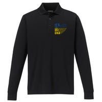 Its In My DNA Urkraine Flag Finger Print Performance Long Sleeve Polo