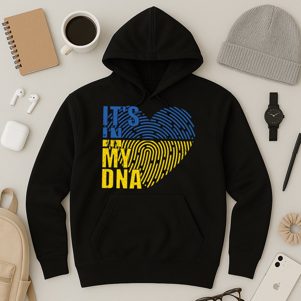 Its In My DNA Urkraine Flag Finger Print Hoodie