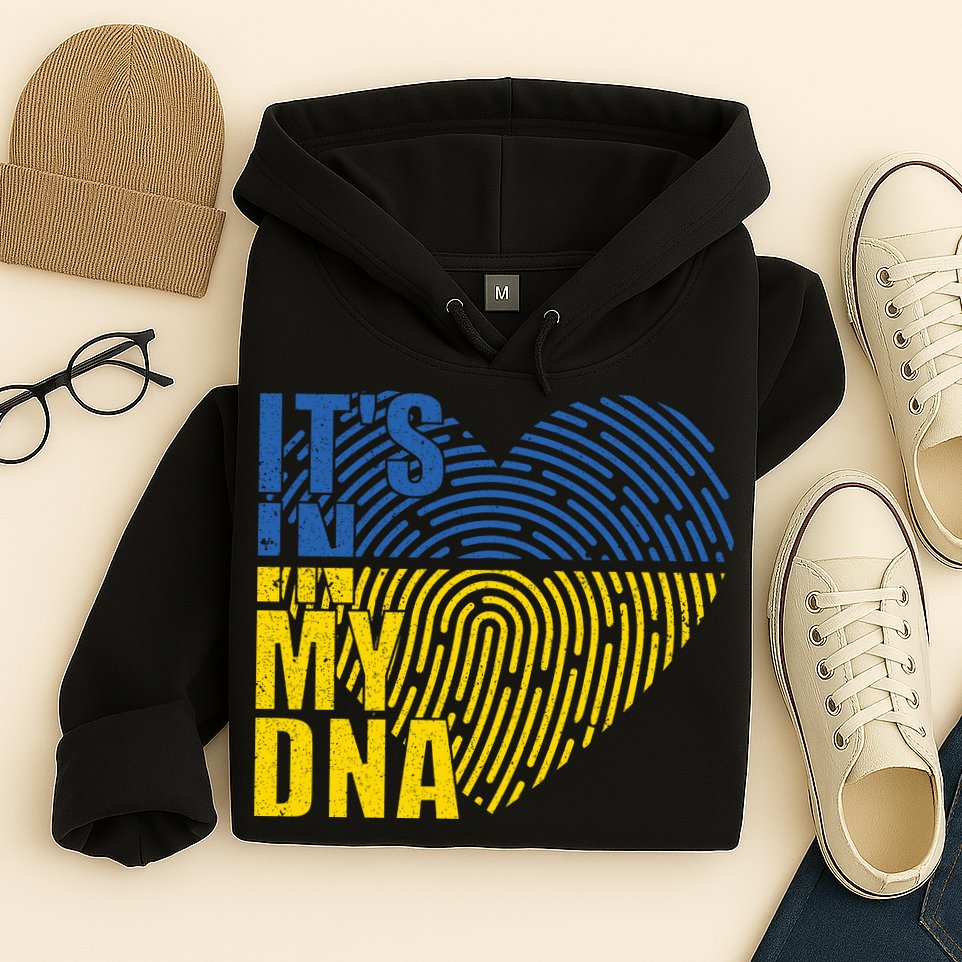 Its In My DNA Urkraine Flag Finger Print Hoodie