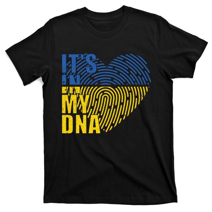 Its In My DNA Urkraine Flag Finger Print T-Shirt