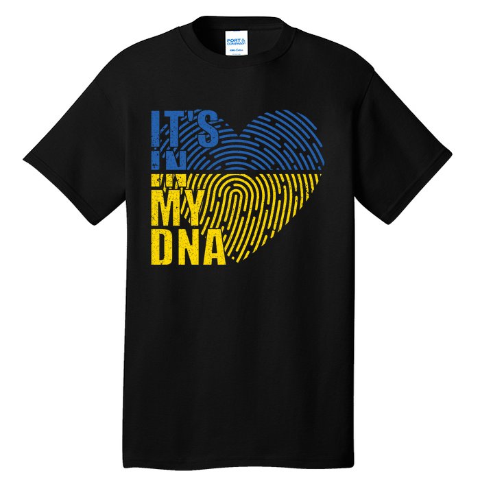 Its In My DNA Urkraine Flag Finger Print Tall T-Shirt