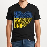 Its In My DNA Urkraine Flag Finger Print V-Neck T-Shirt