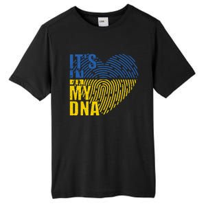 Its In My DNA Urkraine Flag Finger Print Tall Fusion ChromaSoft Performance T-Shirt