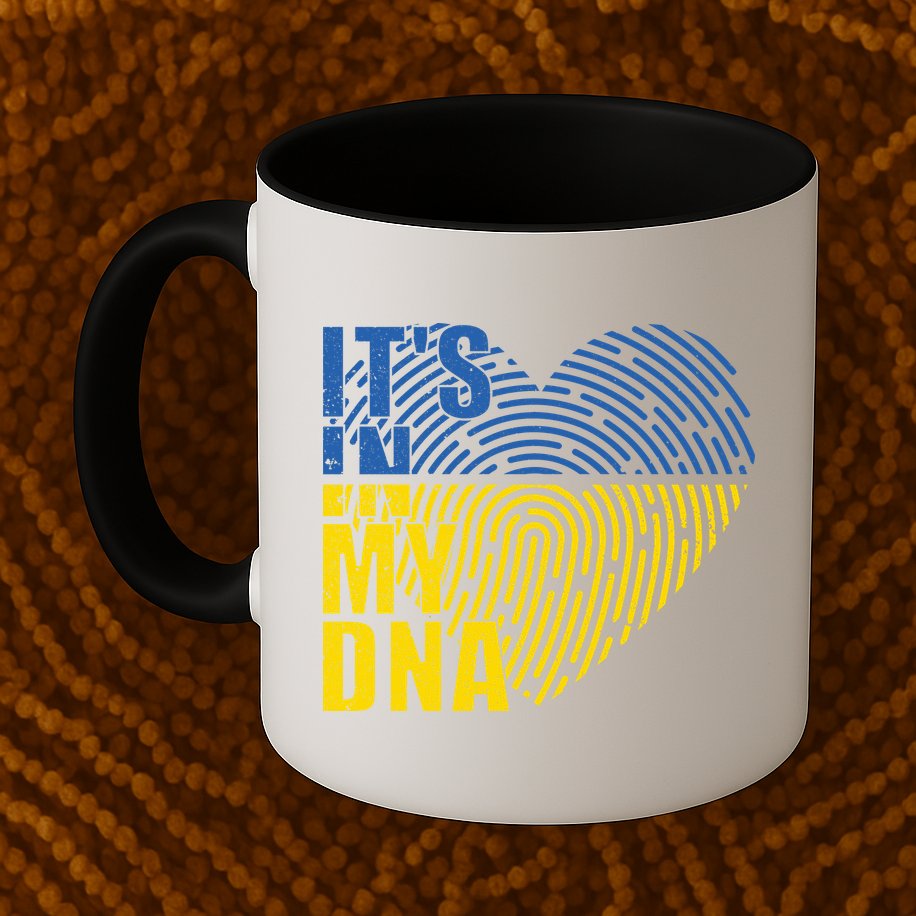 Its In My DNA Urkraine Flag Finger Print Mug