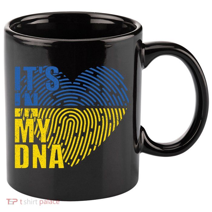 Its In My DNA Urkraine Flag Finger Print 11oz C Handle Ceramic Mug
