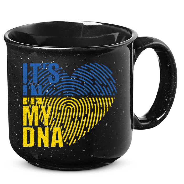 Its In My DNA Urkraine Flag Finger Print 15oz Campfire Ceramic Mug