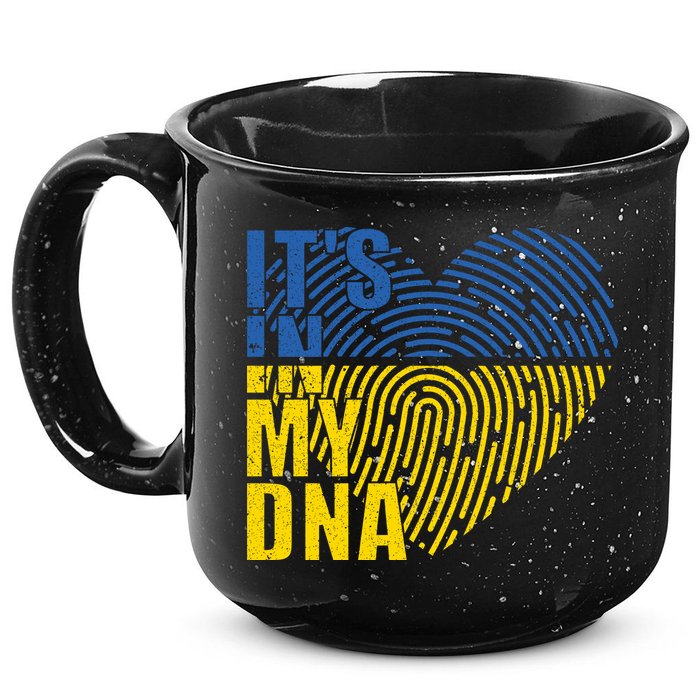 Its In My DNA Urkraine Flag Finger Print 15oz Campfire Ceramic Mug