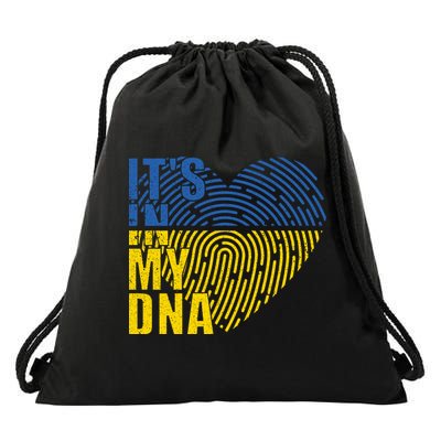 Its In My DNA Urkraine Flag Finger Print Drawstring Bag