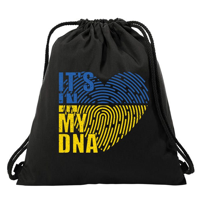 Its In My DNA Urkraine Flag Finger Print Drawstring Bag