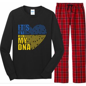 Its In My DNA Urkraine Flag Finger Print Long Sleeve Pajama Set