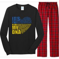 Its In My DNA Urkraine Flag Finger Print Long Sleeve Pajama Set