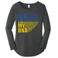 Its In My DNA Urkraine Flag Finger Print Women's Perfect Tri Tunic Long Sleeve Shirt