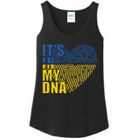 Its In My DNA Urkraine Flag Finger Print Ladies Essential Tank