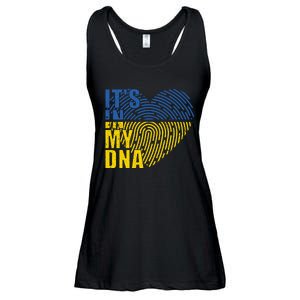 Its In My DNA Urkraine Flag Finger Print Ladies Essential Flowy Tank