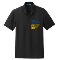 Its In My DNA Urkraine Flag Finger Print Dry Zone Grid Polo