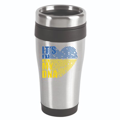 Its In My DNA Urkraine Flag Finger Print 16oz Travel Tumbler