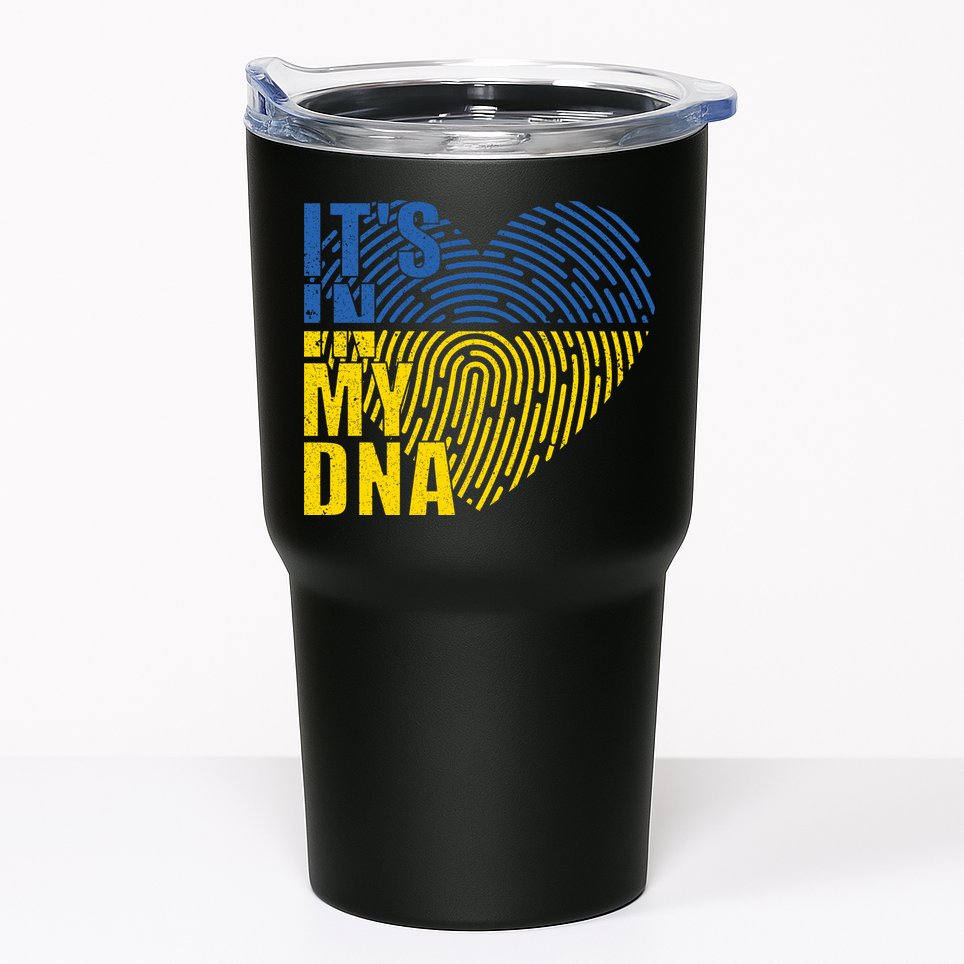 Its In My DNA Urkraine Flag Finger Print Tumbler