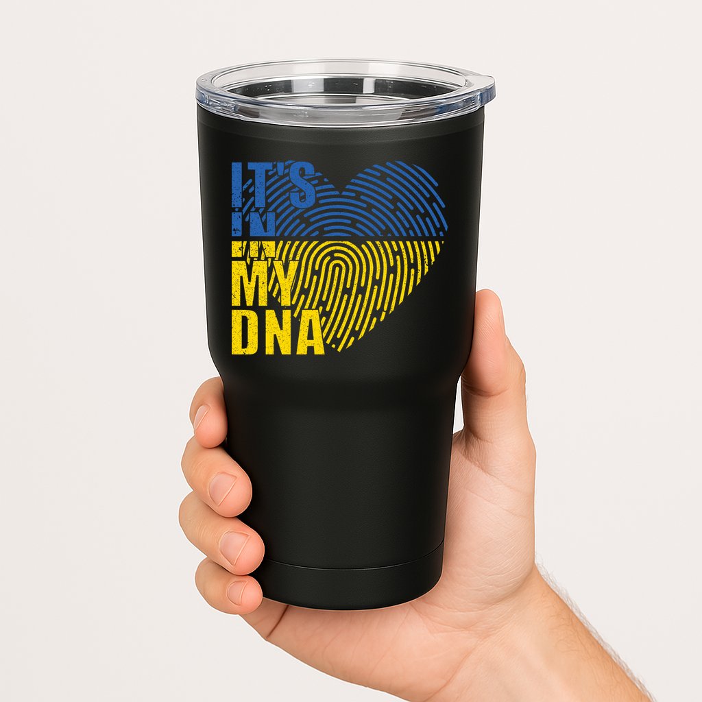 Its In My DNA Urkraine Flag Finger Print Tumbler
