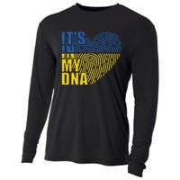 Its In My DNA Urkraine Flag Finger Print Cooling Performance Long Sleeve Crew