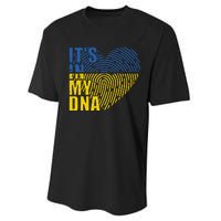 Its In My DNA Urkraine Flag Finger Print Performance Sprint T-Shirt