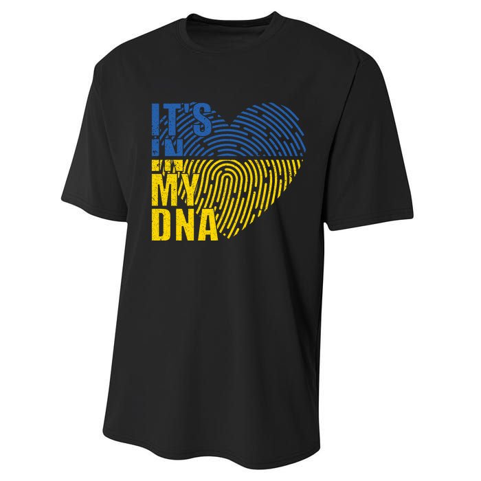 Its In My DNA Urkraine Flag Finger Print Performance Sprint T-Shirt