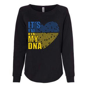 Its In My DNA Urkraine Flag Finger Print Womens California Wash Sweatshirt