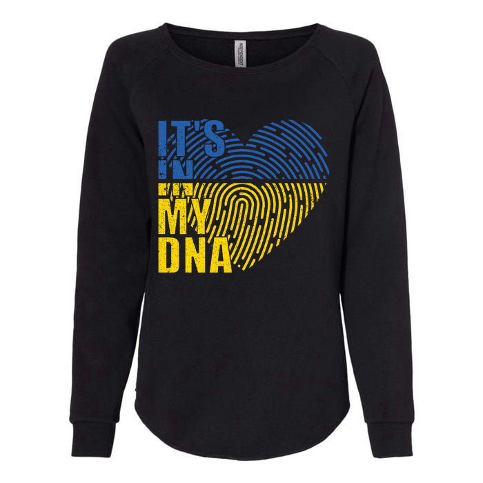 Its In My DNA Urkraine Flag Finger Print Womens California Wash Sweatshirt