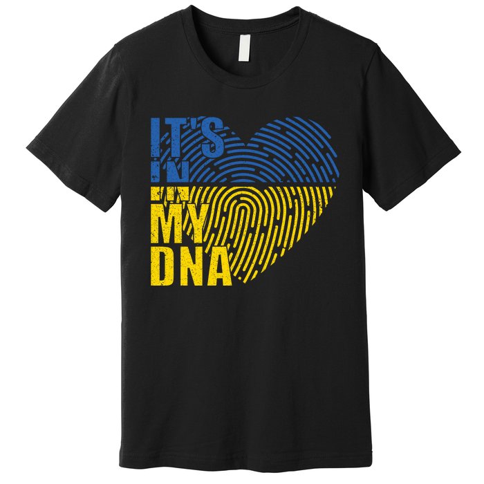 Its In My DNA Urkraine Flag Finger Print Premium T-Shirt