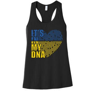 Its In My DNA Urkraine Flag Finger Print Women's Racerback Tank