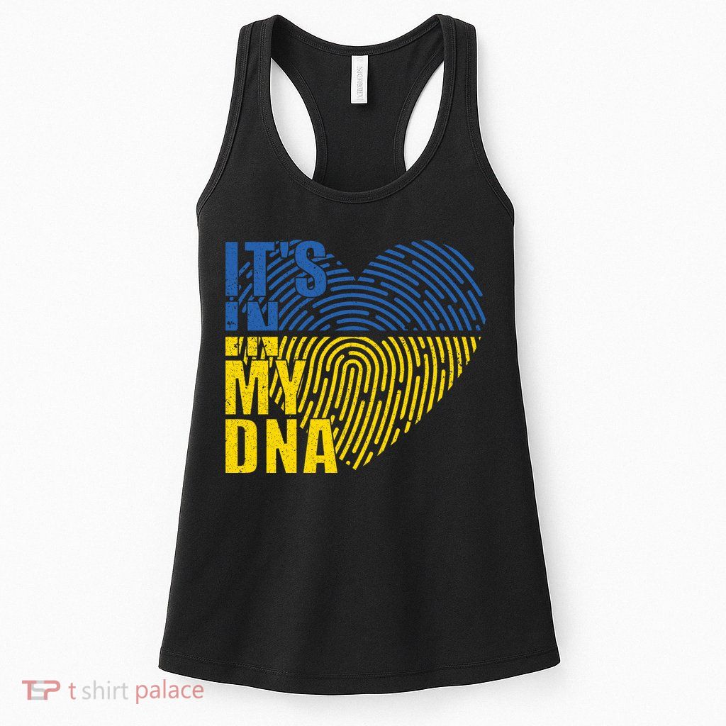 Its In My DNA Urkraine Flag Finger Print Womens Tank Top