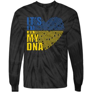 Its In My DNA Urkraine Flag Finger Print Tie-Dye Long Sleeve Shirt